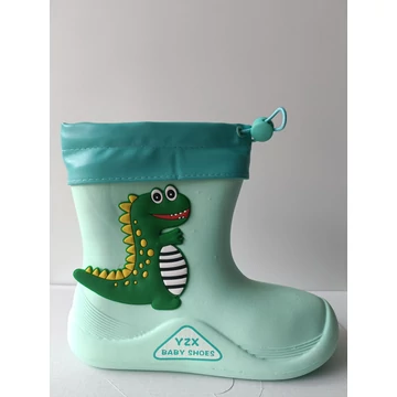 Zöld dínós bélelt gumicsizma
